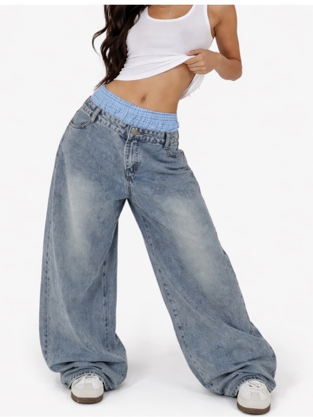 Aelfric Eden Plaid Loose Slouchy Sagging Jeans Size XS